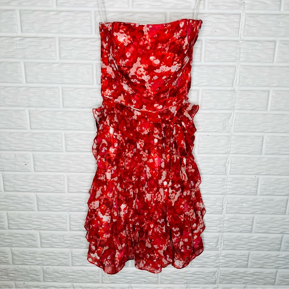 WHITE HOUSE BLACK MARKET WHBM NWT Floral Ruffle Dress with Tie Belt Size 6